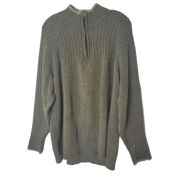 Columbia Mens Size XXL Green LS 1/4 Zip Mock Neck Heavyweight Pullover Sweater - Picture 1 of 10